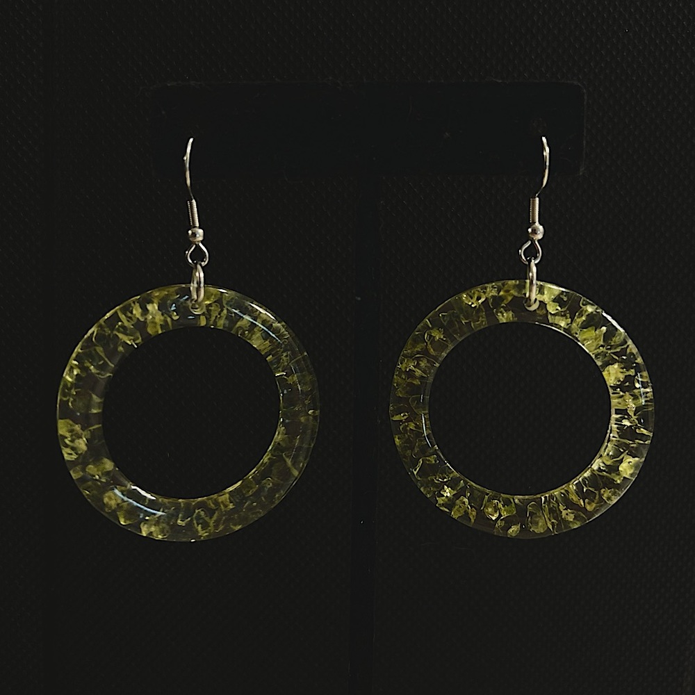 Handmade Resin and Peridot Earrings